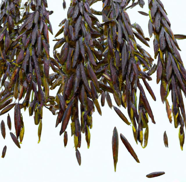 Image of close up of multiple grains of wild rice on white background. Food and wholesome ingredients concept.