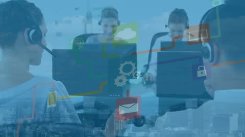 Collaborative Business Team Connected by Cloud Network Technology