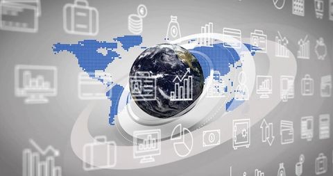 3d earth globe in futuristic digital financial interface