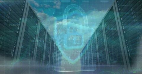 Futuristic Cybersecurity Encryption in Data Center Concept