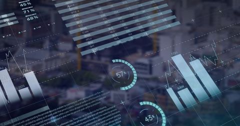 Dynamic Data Visualization Overlaying Urban Cityscape - Download Free Stock Images Pikwizard.com