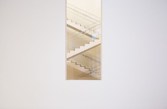 Minimalist Staircase with Glass Railings in Modern Building - Download Free Stock Images Pikwizard.com