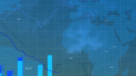 Financial Data Animation with World Map and Pylons Overlay
