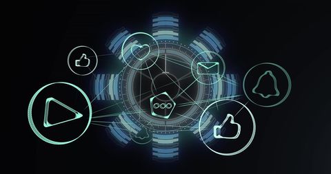Digital Network with Financial Data and Notification Icons - Download Free Stock Images Pikwizard.com