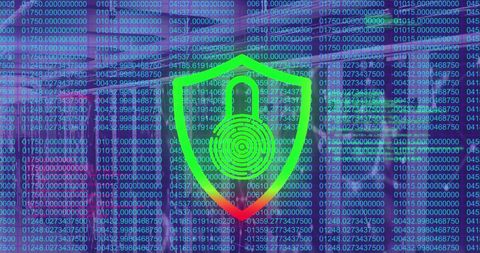 Digital Lock Icon Overlay with Data and Server Room Elements - Download Free Stock Images Pikwizard.com