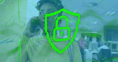 Digital security overlay on professional phone call