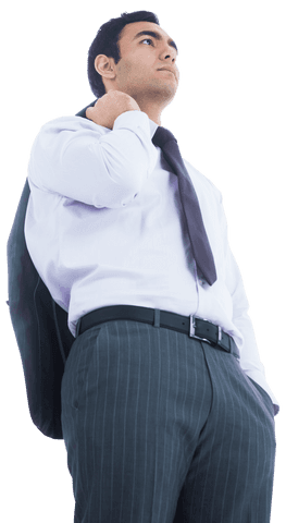 Confident Asian Businessman Posing with Blazer on Shoulder