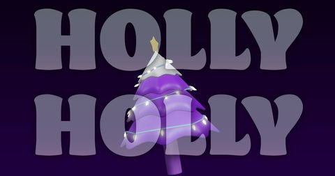 Stylized Purple Christmas Tree with Festive Greetings