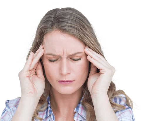 transparent woman experiencing headache, holding temples - Download Free Stock Videos Pikwizard.com