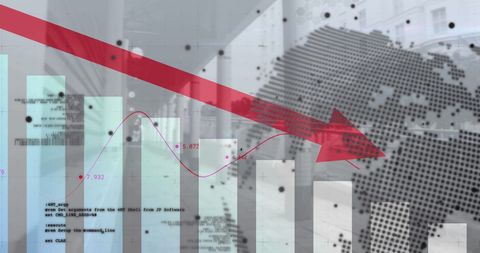 Global Business Arrow Showing Economic Decline with Data Analytics - Download Free Stock Images Pikwizard.com