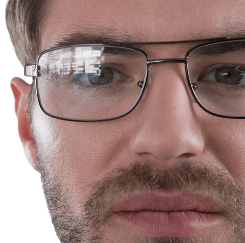 Close-Up Transparent Background of Man with Glasses