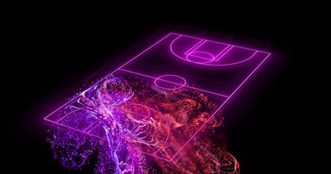 Neon Basketball Court with Digital Data Particles - Download Free Stock Images Pikwizard.com