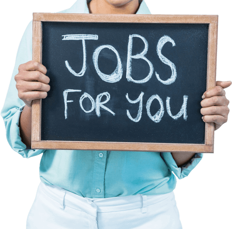 businesswoman holding chalkboard with jobs for you message - Download Free Stock Videos Pikwizard.com