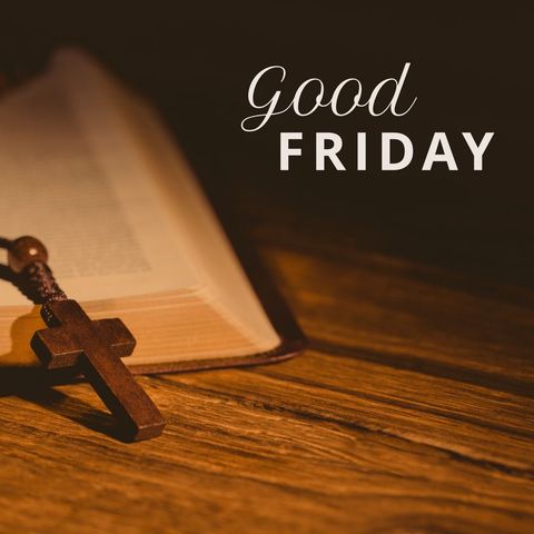 good friday concept with rosary, cross and bible on wooden table - Download Free Stock Templates Pikwizard.com
