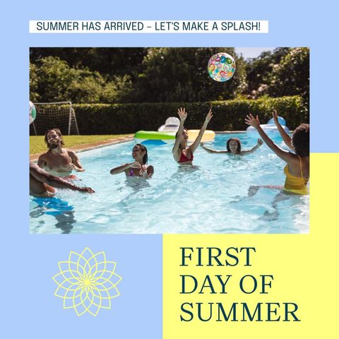 First Day of Summer Celebration in Swimming Pool - Download Free Stock Templates Pikwizard.com