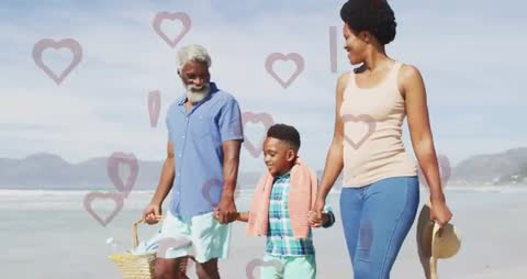 Family Enjoying Togetherness on a Beach Stroll