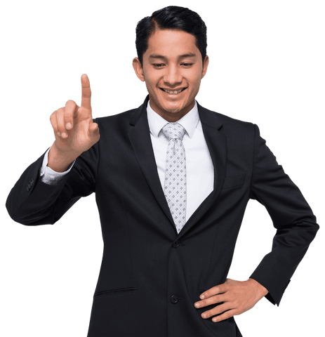 Confident Businessman Interacting on Transparent Background - Download Free Stock Videos Pikwizard.com