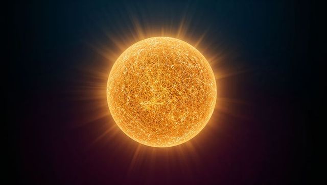 Glowing interconnected network sphere representing AI neural network and digital connectivity