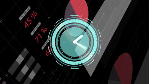 Digital Clock with Futuristic Data Interface Theme