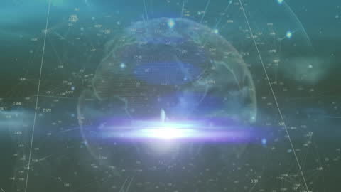 Digital Data Flow Around Transparent Globe