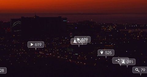 Digital Connectivity in Urban Nightscape with Interactive UI Metrics