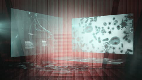 Digital Interface Animation with Molecular Structures Overlay