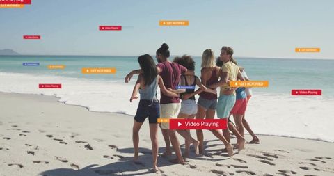 Youthful Friends Enjoying Vibrant Beach Day Together