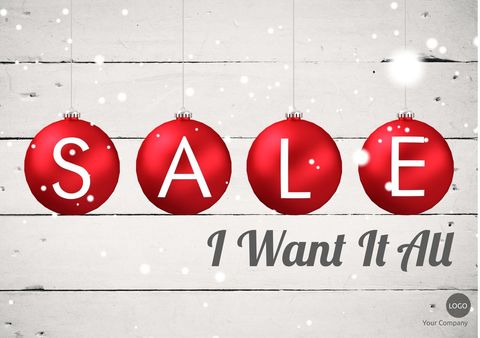 Festive christmas ornaments displaying sale for holiday promotions