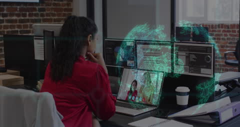 Businesswoman Video Conferencing in Modern Tech Environment