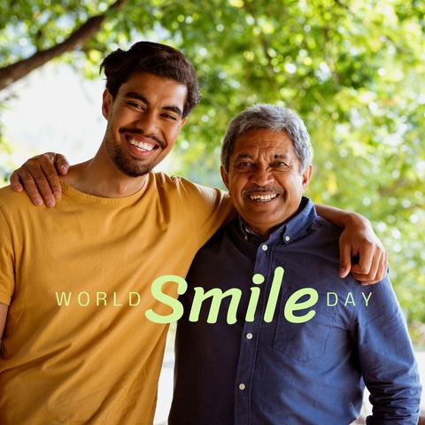 father and son celebrating world smile day outdoors together - Download Free Stock Templates Pikwizard.com
