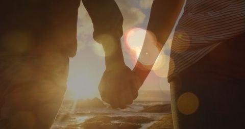 Romantic Couple Walking Hand in Hand at Sunset - Download Free Stock Images Pikwizard.com