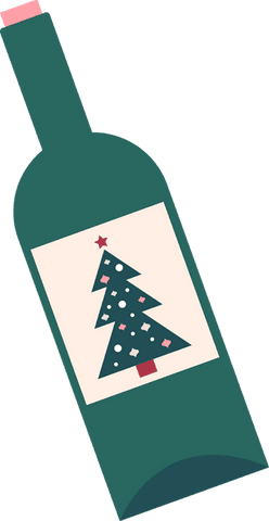 Transparent flat design christmas tree bottle on transparent background