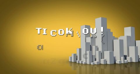 Digital thank you text over modern cityscape design