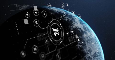 Global E-commerce Connections Over Earth with Digital Icons - Download Free Stock Images Pikwizard.com