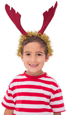 transparent background of child wearing reindeer antlers smiling - Download Free Stock Videos Pikwizard.com