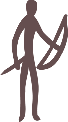 Transparent archer silhouette drawing bow vector illustration