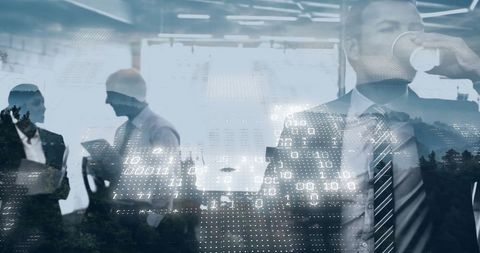 Business Professionals with Digital Data Overlay Concept