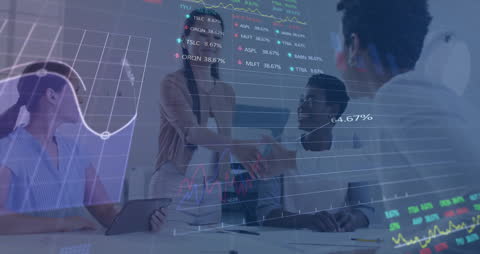 Business Team Collaboration with Stock Market Data Visualization