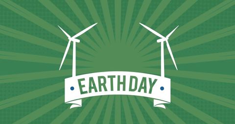 Earth Day Celebration with Wind Turbines Symbolizing Renewable Energy