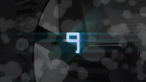 Futuristic Countdown with Cogs and Floating Lights