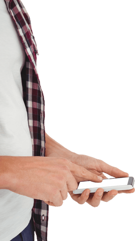 Midsection Man Texting on Transparent Smartphone Cutout - Download Free Stock Videos Pikwizard.com