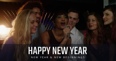 Friends Celebrating New Year's Eve with Joy and Laughter