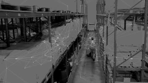 Industrial Warehouse Networking Concept with Worker