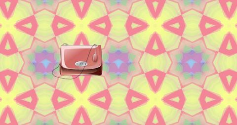 Pink handbags on colorful kaleidoscope background