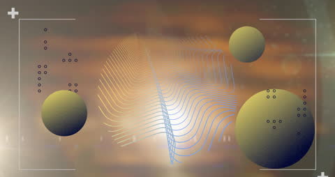 Digital Abstract with Moving Geometric Shapes and Light