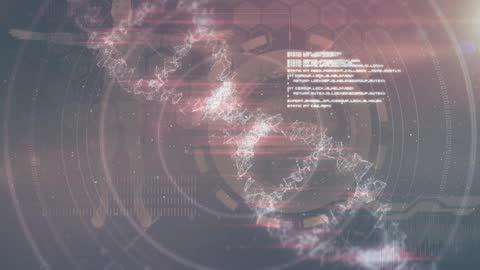 Digital Animation of DNA Strands with Futuristic HUD Elements