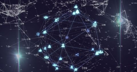 Futuristic Global Digital Network with Holographic Icons - Download Free Stock Images Pikwizard.com