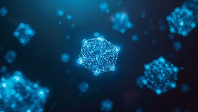 Blue Networks Floating in Futuristic Digital Void