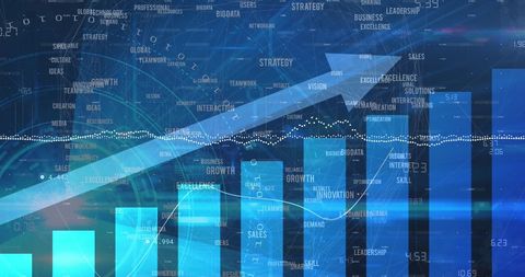 Business Data Analysis and Networking with Graphs and Progress - Download Free Stock Images Pikwizard.com