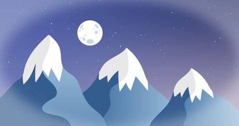 Serene Winter Mountains with Full Moon Night Sky - Download Free Stock Images Pikwizard.com